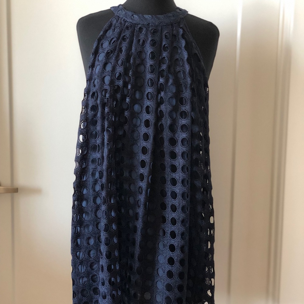 Navy blue lace mini dress
